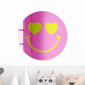 Happy Face with Heart Eyes Mirror in Pink