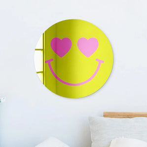 Happy Face with Heart Eyes Mirror in Yellow