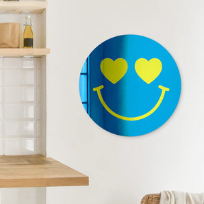 Happy Face with Heart Eyes Mirror in Blue