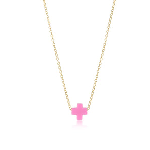 16" Cross Necklace in Pink
