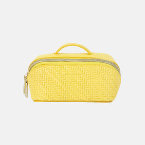 Small Herringbone Beauty Bag in Lemon