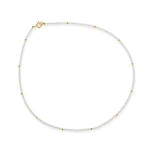 Semi Precious Beads Necklace in White Topaz