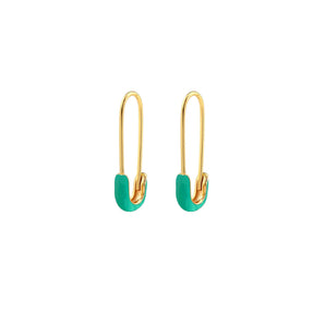 Safety Pin Enamel Earring in Turquoise