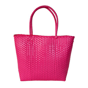 Basket Weave Tote in Pink