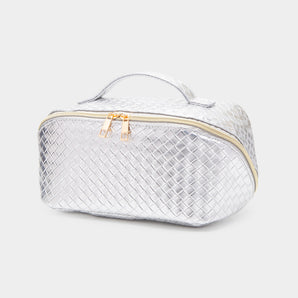 Woven Cosmetic Bag in Silver