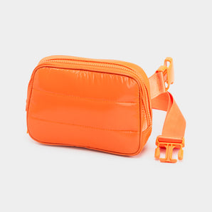 Puffer Rectangle Sling Bag / Fanny Bag / Belt Bag in Orange