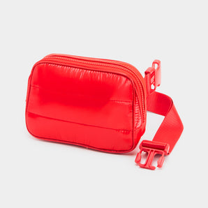 Puffer Rectangle Sling Bag / Fanny Bag / Belt Bag in Red