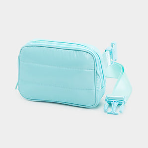 Puffer Rectangle Sling Bag / Fanny Bag / Belt Bag in Light Blue