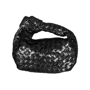 Woven Knot Handle Bag in Black