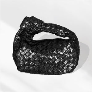 Woven Knot Handle Bag in Black
