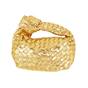 Woven Knot Handle Bag in Gold