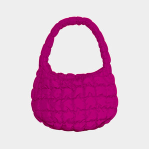 Quilted Puffer Tote in Fuchsia
