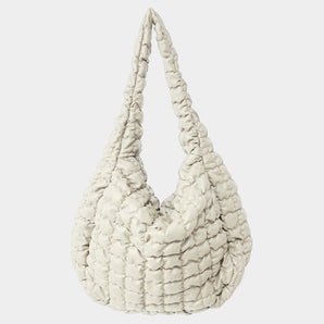 Oversized Quilted Vegan Puffer Tote Ivory