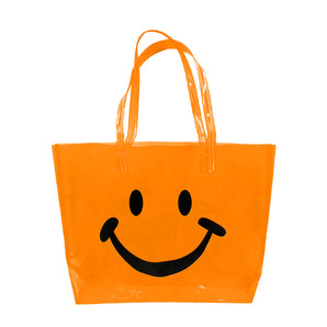 Smile Transparent Tote in Neon Orange