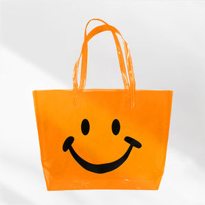 Smile Transparent Tote in Neon Orange