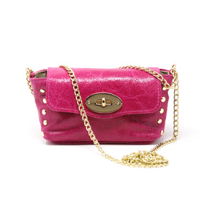 Leather Mini Bag in Hot Pink