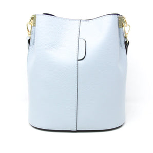 Leather Bucket Bag in Light Blue