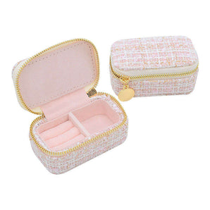 Tweed Mini Jewelry Box in Pink