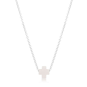 16" Off White Cross Necklace in Sterling Silver