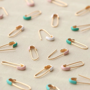 Safety Pin Enamel Earring in Turquoise