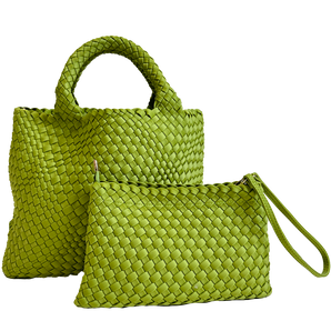 Lily Woven Neoprene Tote in Chartreuse