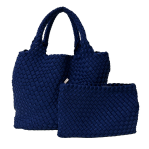 Lily Woven Neoprene Tote in Navy