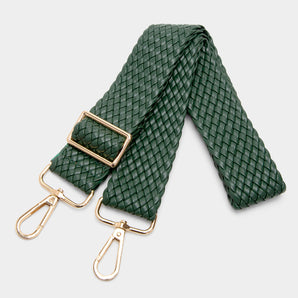 Vegan Leather Woven Strap in Olive