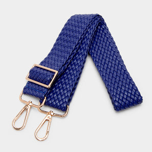Vegan Leather Woven Strap in Royal Blue
