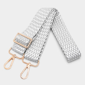 Vegan Leather Woven Strap in Silver