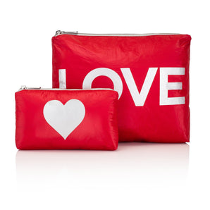 Chili Pepper Red with Silver "LOVE" & Heart Pouches