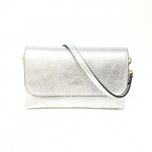 Small Leather Crossbody - Silver