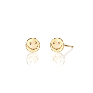 Happy Face Stud Earring - Gold