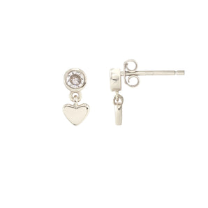 Heart and Crystal Swing Stud Earring