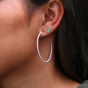 Triple Bezel Crystal Stud Earring in Sapphire