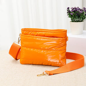 Puffer Crossbody Bag in Glossy Orange