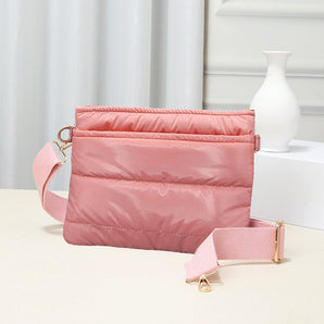 Puffer Crossbody Bag in Gloss Pink