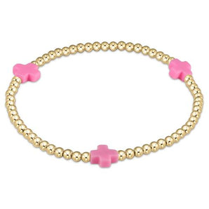 3mm Cross Bracelet Bright Pink