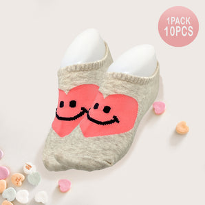 Smile Heart Socks in Pink