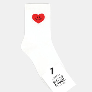 Crew Heart Socks in White