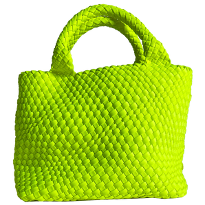 Lily Woven Neoprene Tote in Neon Yellow