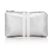 Mini Pouch in Metallic Silver with Lines