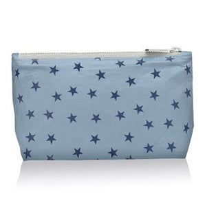 Cosmetic Pouch in Light Blue Shimmer Stars