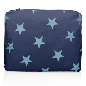 Medium Pouch in Navy with Light Blue Stars