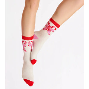 Candy Cane Bow Socks