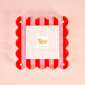 Scalloped Square Frame in Peppermint Stripes