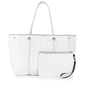 Quilted Greyson Tote - Blanc