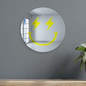 Happy Face w/Lighting Bolt Eyes Mirror