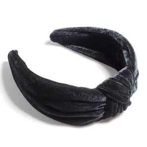 Knotted Velvet Headband in Black