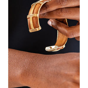 Gaia Hinged Bangle in Teak