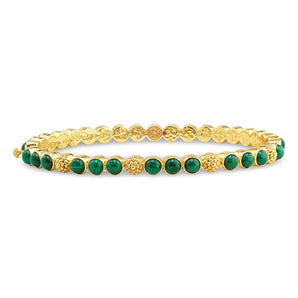 Berry Gem Hinged Bangle in Malachite